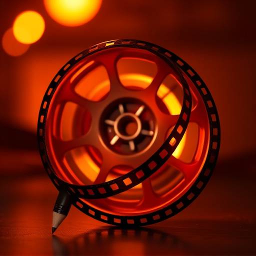 Icono de marketing de contenidos: un rollo de película con un lápiz, representando la creación de contenido atractivo.
